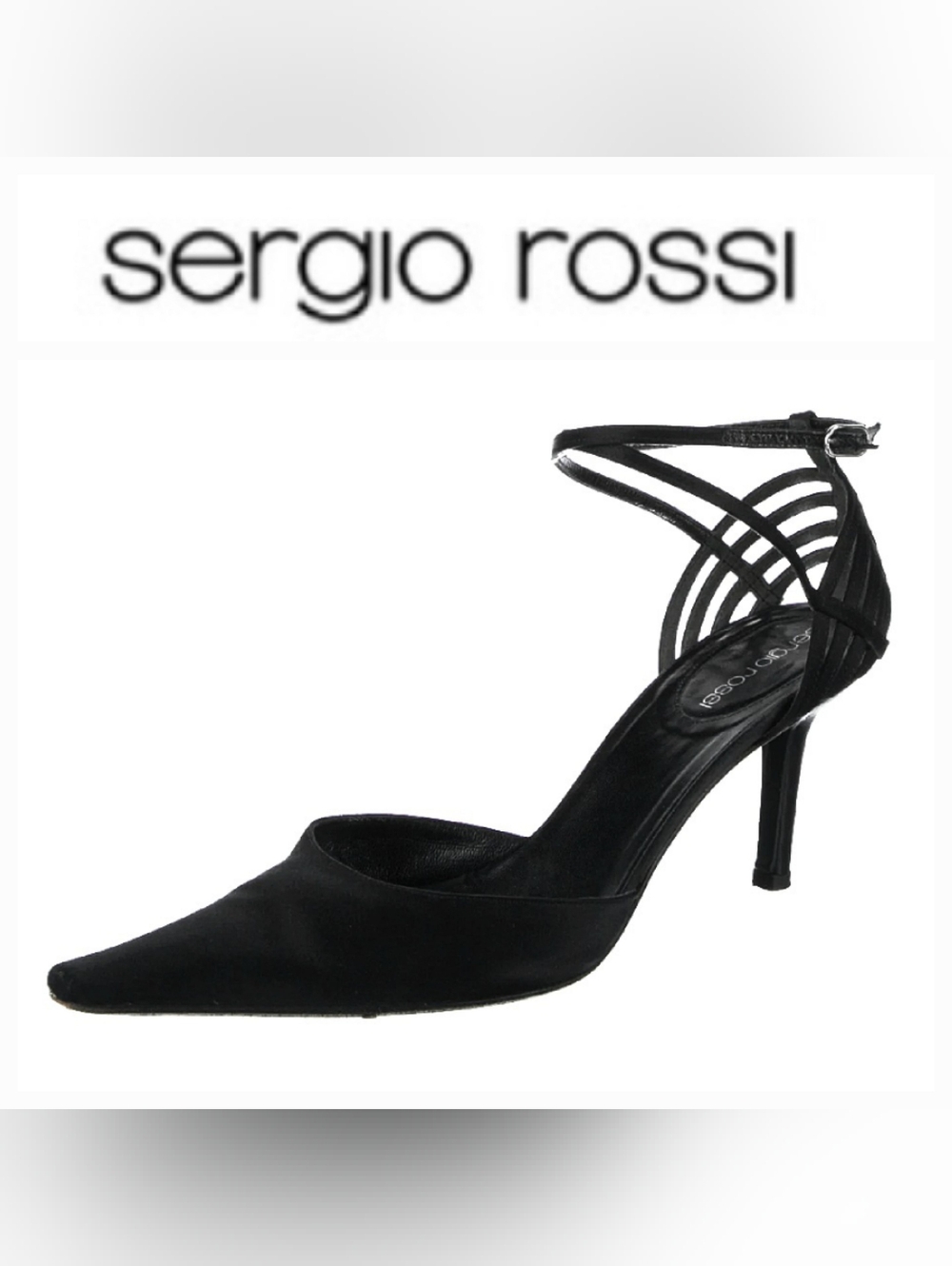 Sergio Rossi Italian Leather D'Orsay Pumps Caged Heel Black 38½ Balletcore